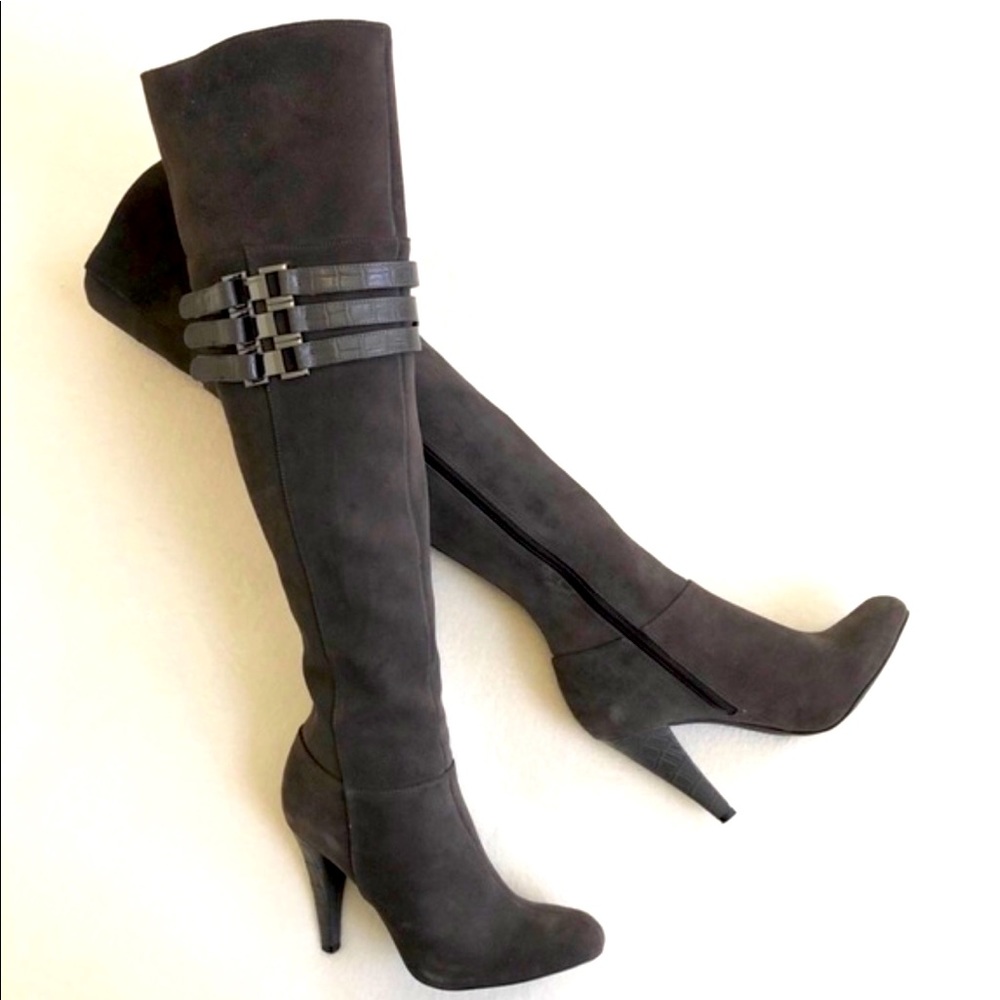 Calvin Klein Waverly Gray OTK Suede Boots 7.5 NEW